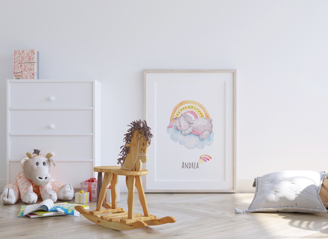 Decalcoman de perete pentru camera copilului, poster cu iepuraș de noapte bună, set unic personalizat de imagini cu animale, 3 buc -  - Artynos.ro