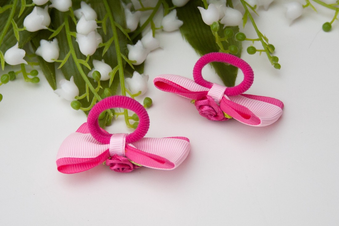 Masnis scrunchie - Flori roz -  - Artynos.ro