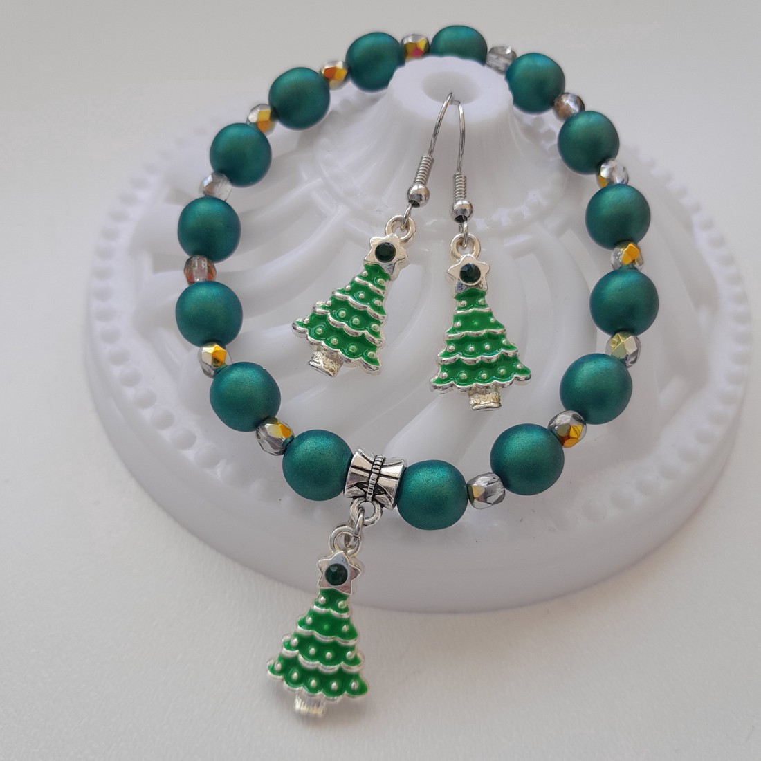 Set de bijuterii din lemn de pin - brățară, cercei -  - Artynos.ro