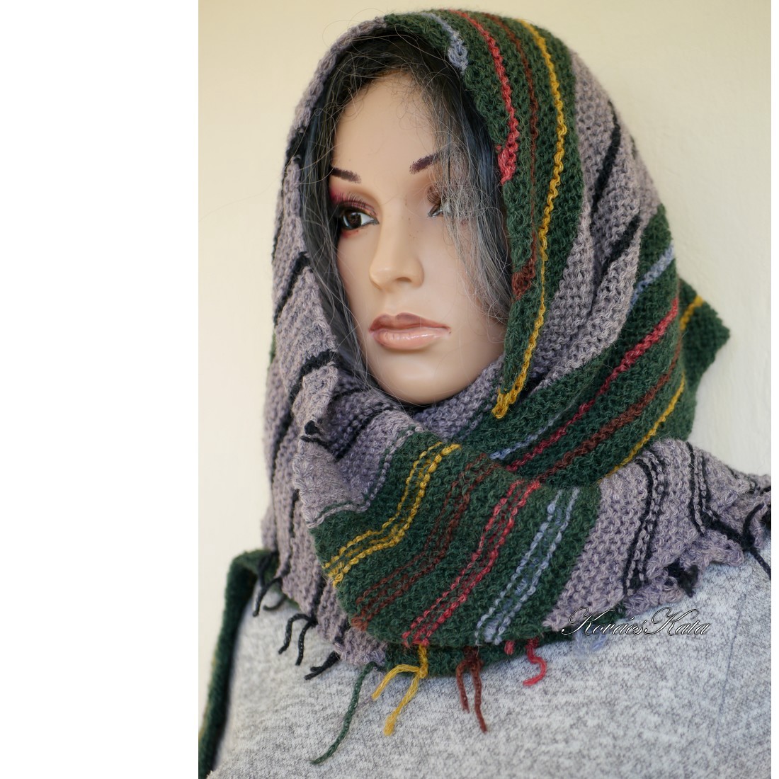 FOREST - șal tricotat manual exclusiv din alpaca, șal - îmbrăcăminte și modă - eșarfe, pălării, fularuri - șaluri - Artynos.ro