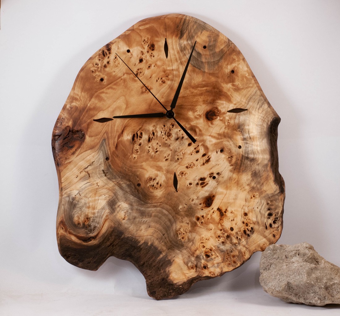 Ceas de perete din lemn, ceas rustic din lemn,  - casă & stil de viață - decorațiuni de casă - decorațiuni de pereți - ceasuri de perete - Artynos.ro