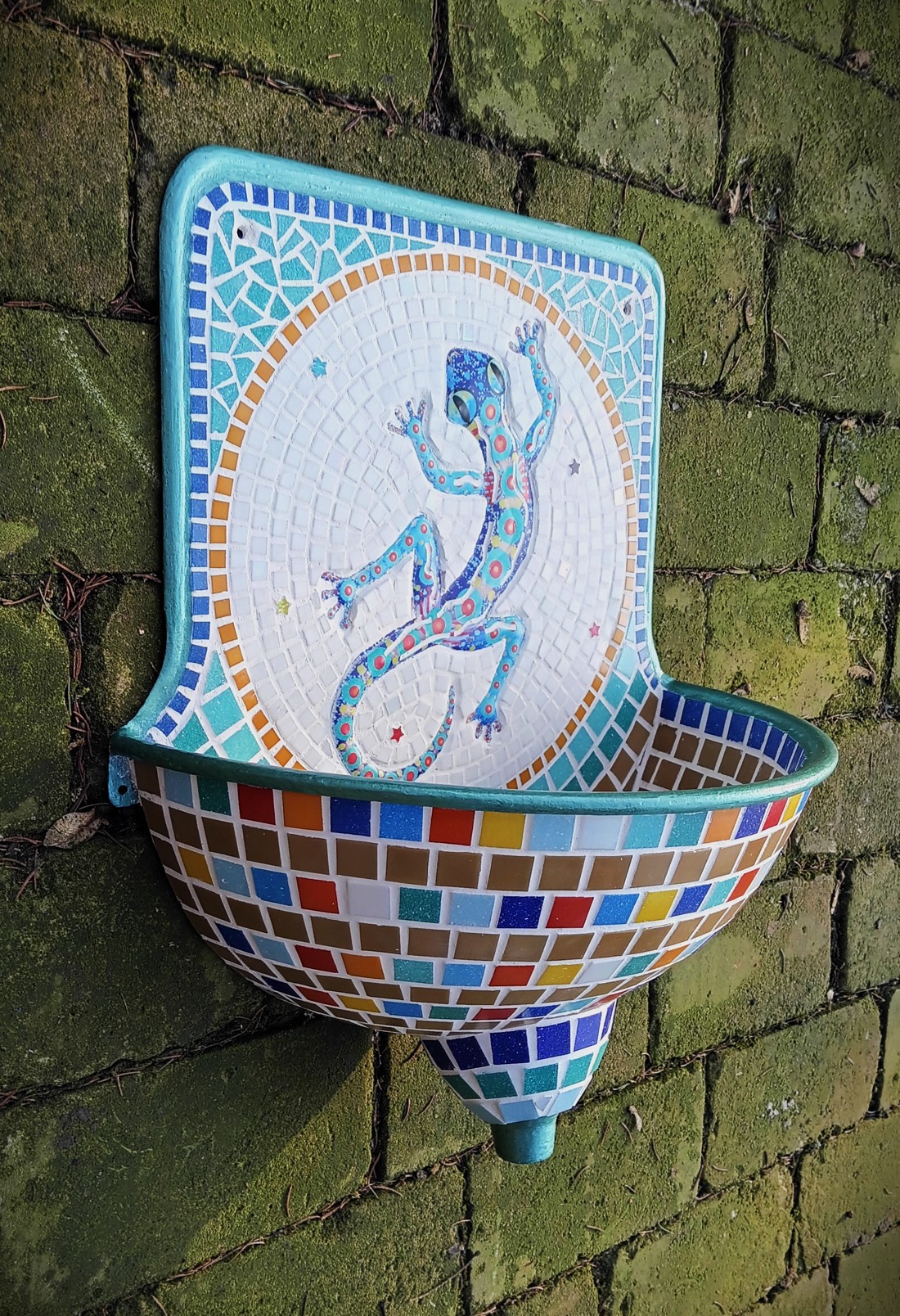 REKREDENC - Design mozaic, fântână de perete veche renovată, fântână - gecko - casă & stil de viață - accesorii pentru casă și grădină - decorațiuni exterioare și de grădină - Artynos.ro