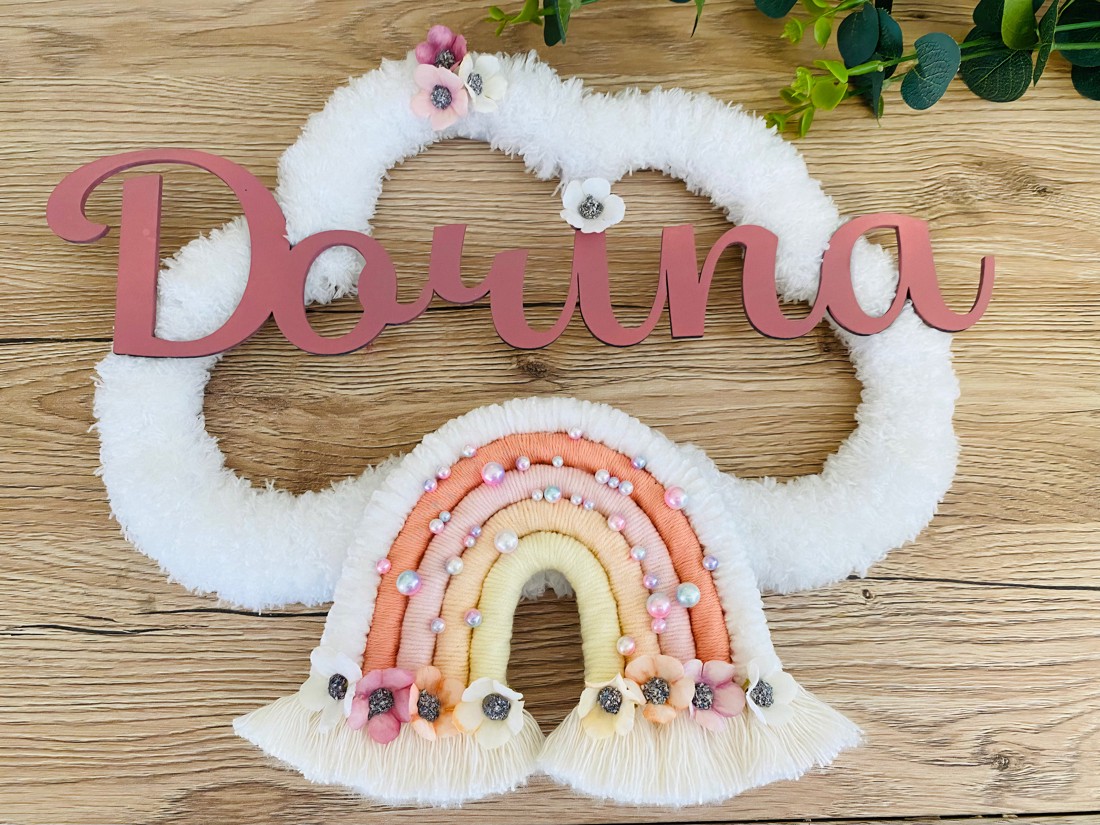 Nor pufos personalizat cu curcubeu - lumină de noapte decorare de perete - girly - - Artynos.ro Nor pufos personalizat cu curcubeu - lumină de noapte decorare de perete - girly - - Artynos.ro