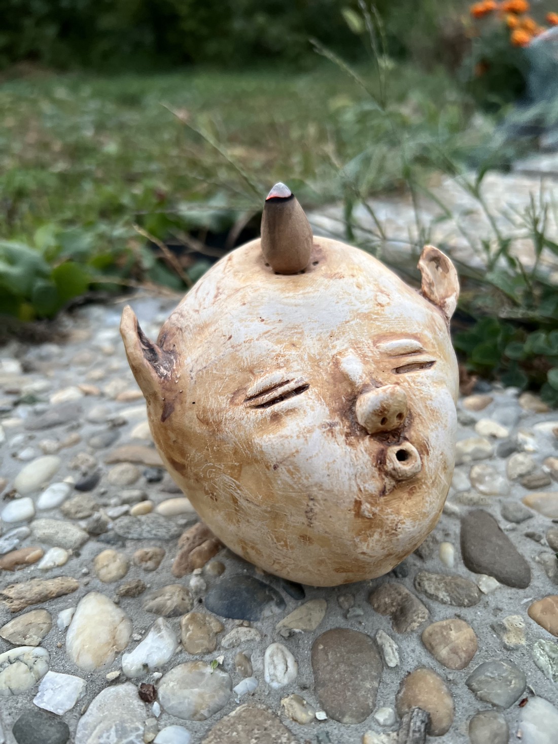 Suport de tămâie troll din ceramică realizat manual - cap de spiriduș special, decorațiuni pentru casă vrăjitoare și boemă - - Artynos.ro Suport de tămâie troll din ceramică realizat manual - cap de spiriduș special, decorațiuni pentru casă vrăjitoare și boemă - - Artynos.ro