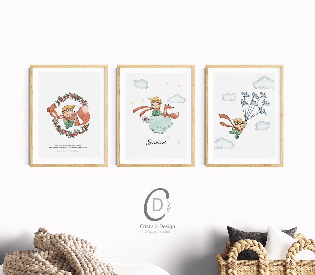 Poster cu micul prinț, set de decorațiuni personalizate pentru pereți, 3 imagini -  - Artynos.ro