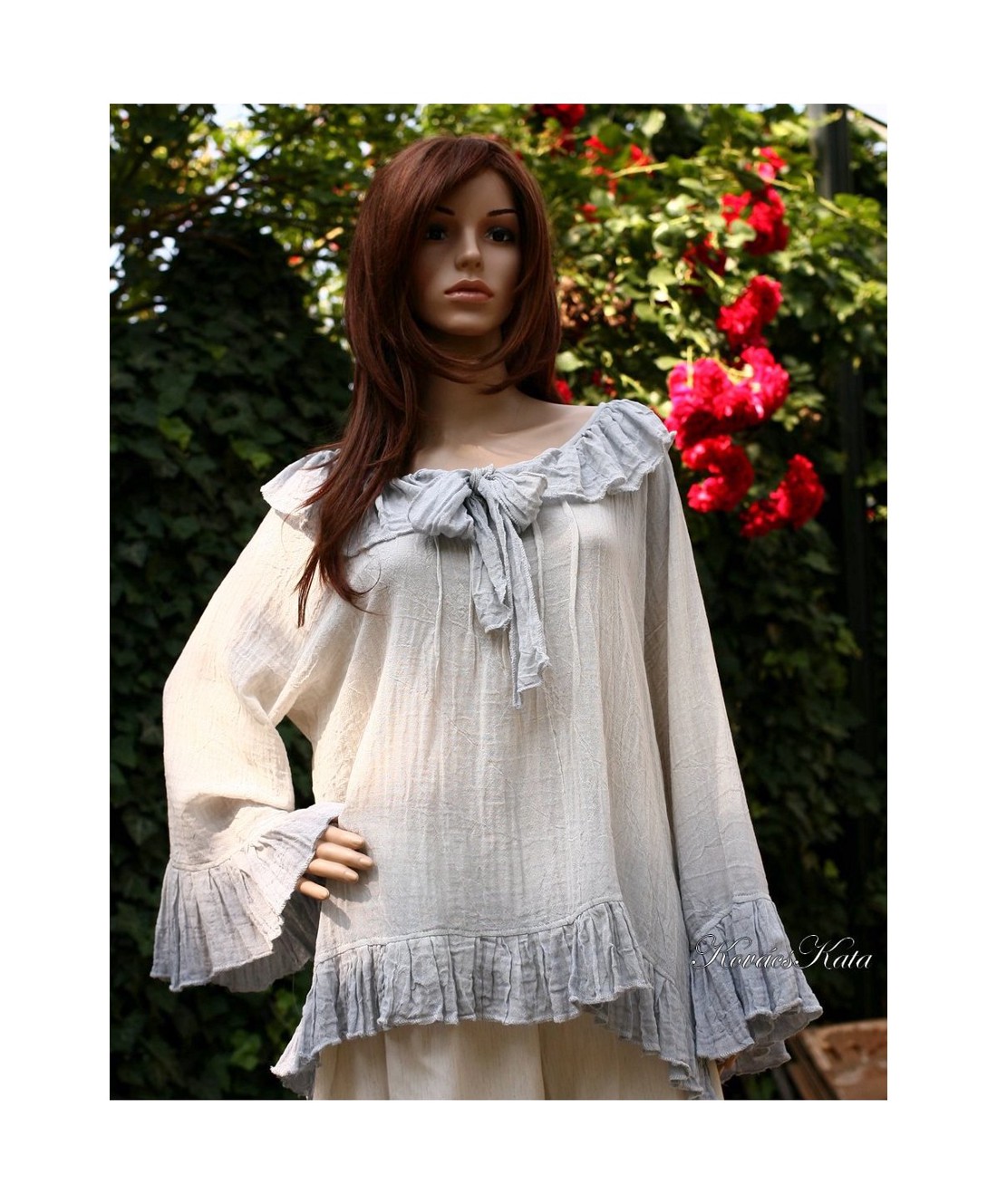 POÉTA / PASZTELL TUNIKA - design romantic cu aspect stratificat blúz - îmbrăcăminte și modă - haine damă - tunică - Artynos.ro