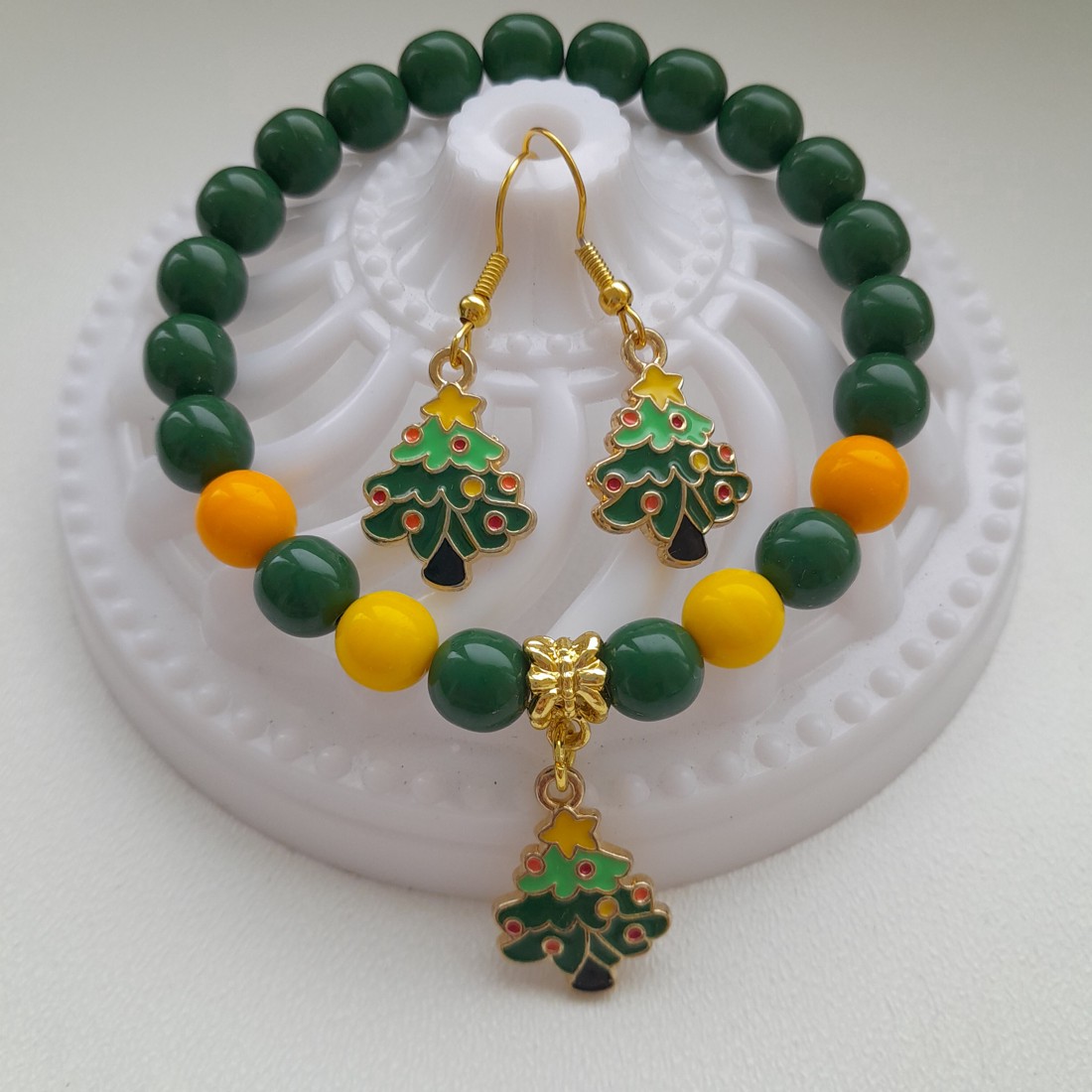 Set de bijuterii din lemn de pin - brățară, cercei -  - Artynos.ro