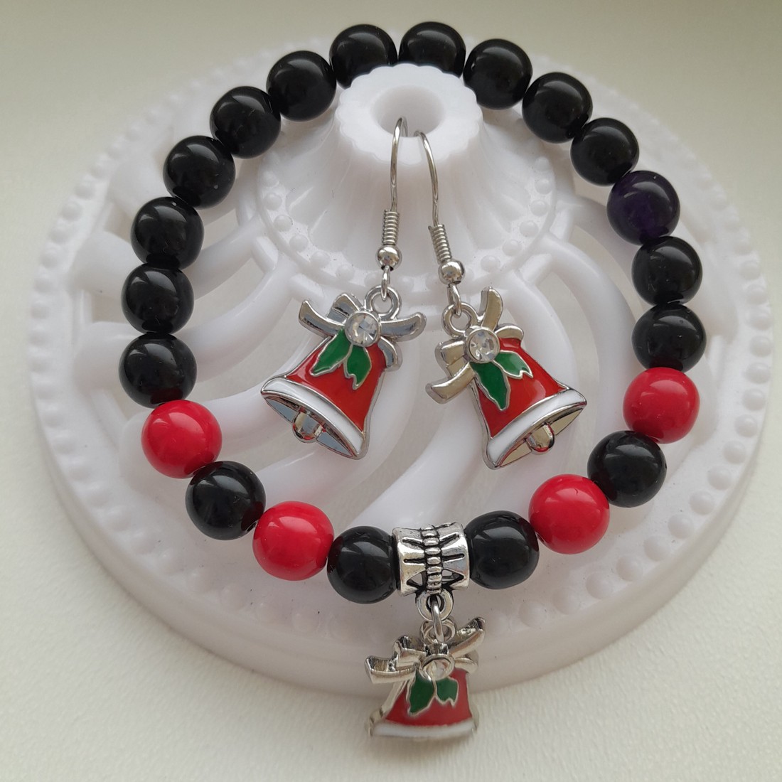 Bijuterii cu clopoței de Crăciun - brățară, cercei -  - Artynos.ro