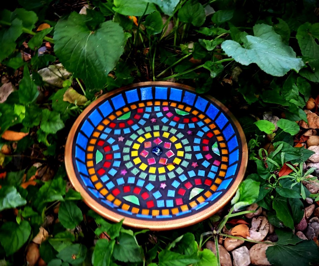 REKREDENC - Bol colorat pentru păsări, cu mozaic, 25 cm -  - Artynos.ro