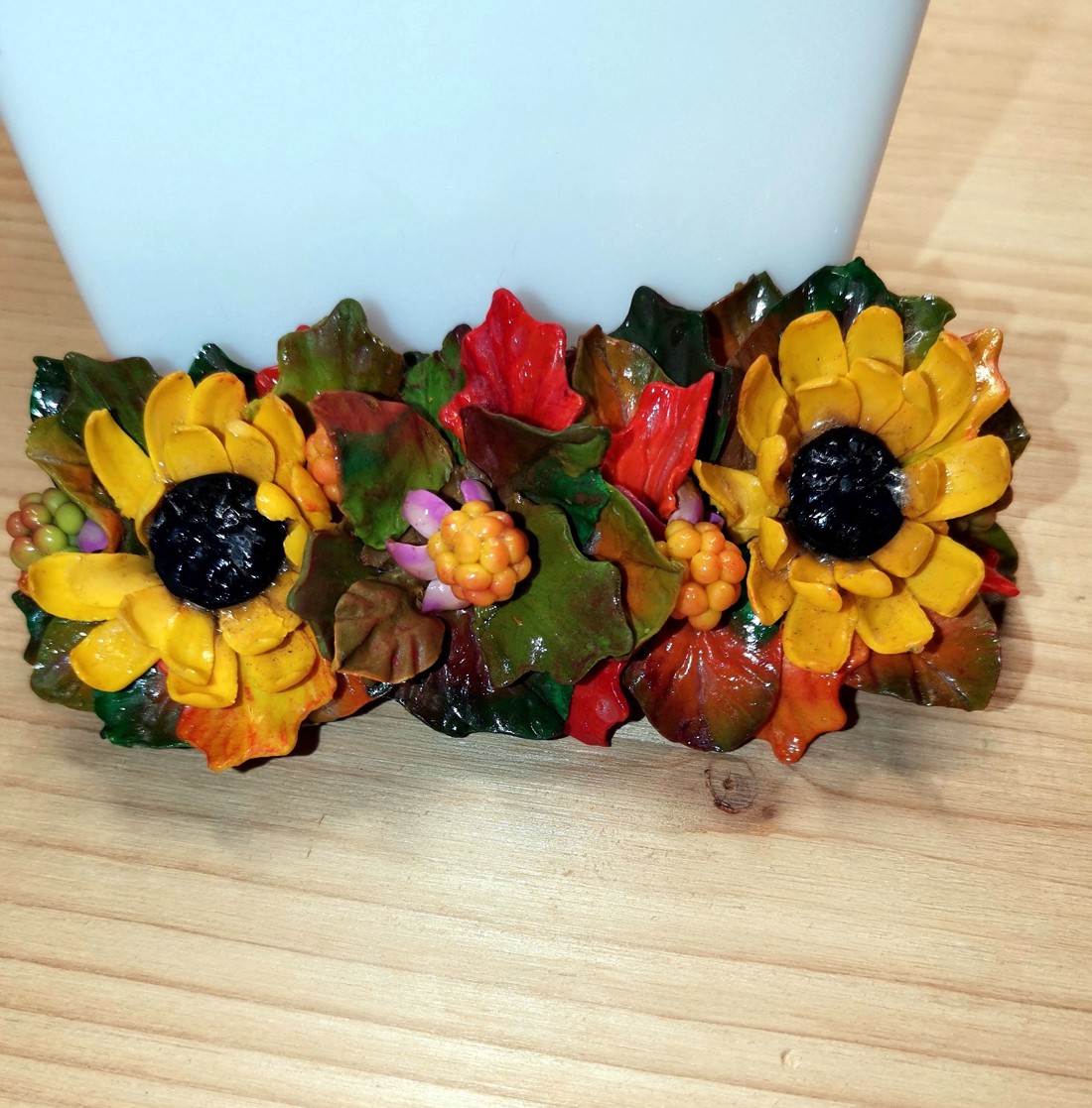 Agrafă de păr decor floarea-soarelui Lungime 8 cm, înălțime 8 mm -  - Artynos.ro