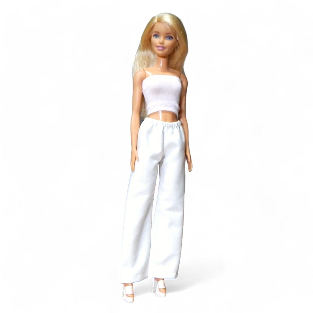 Pantaloni largi din pânză albă � ținută pentru păpuși de tip Barbie (a065fh) -  - Artynos.ro