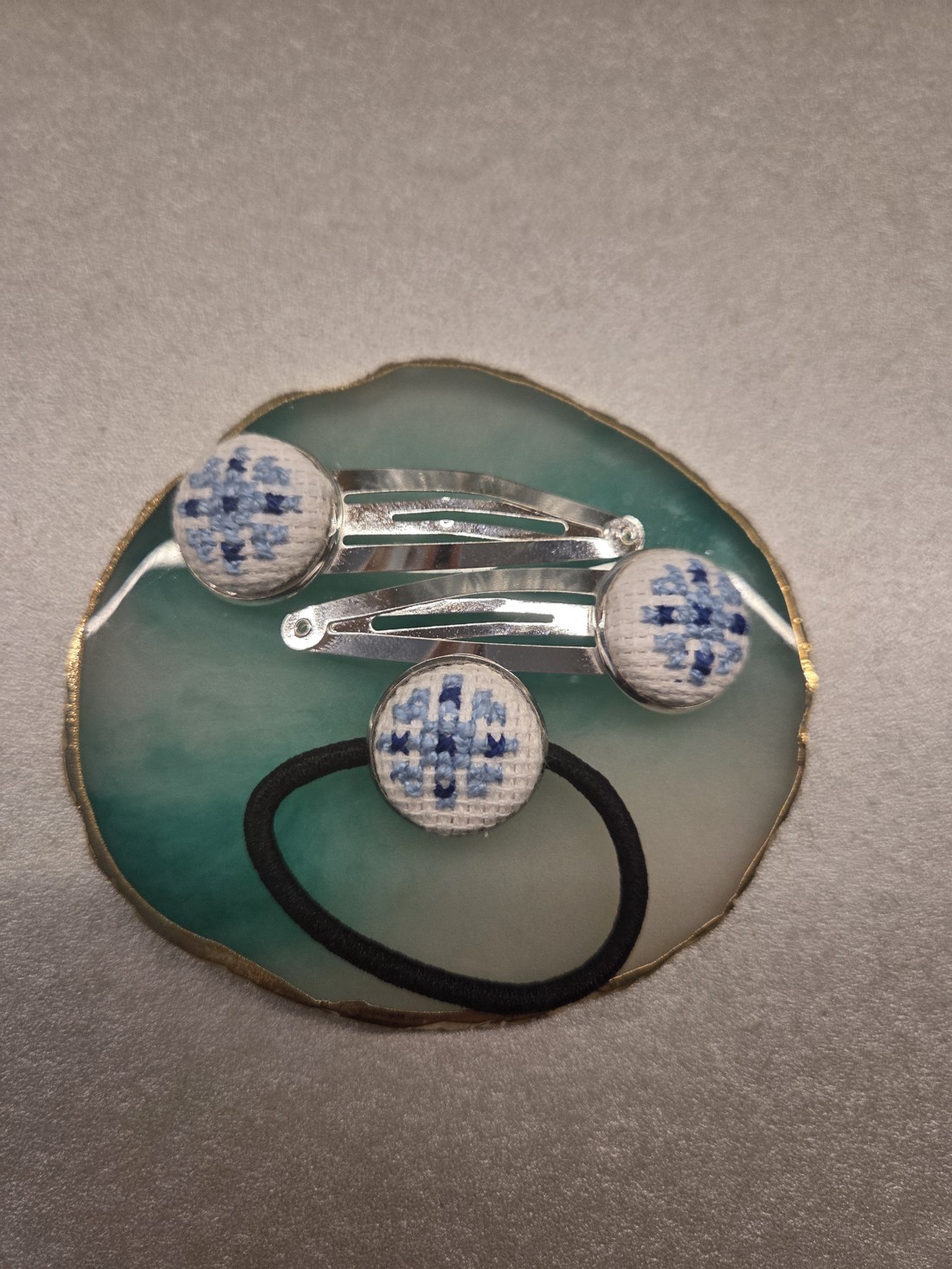 Clip de păr Snowflake + set elastic de păr - îmbrăcăminte și modă - accesorii păr - accesorii de păr - Artynos.ro