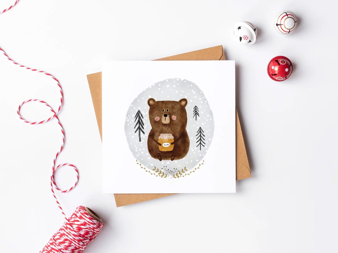 Felicitare de Crăciun, felicitare festivă, ursuleț de pluș - - Artynos.ro Felicitare de Crăciun, felicitare festivă, ursuleț de pluș - - Artynos.ro
