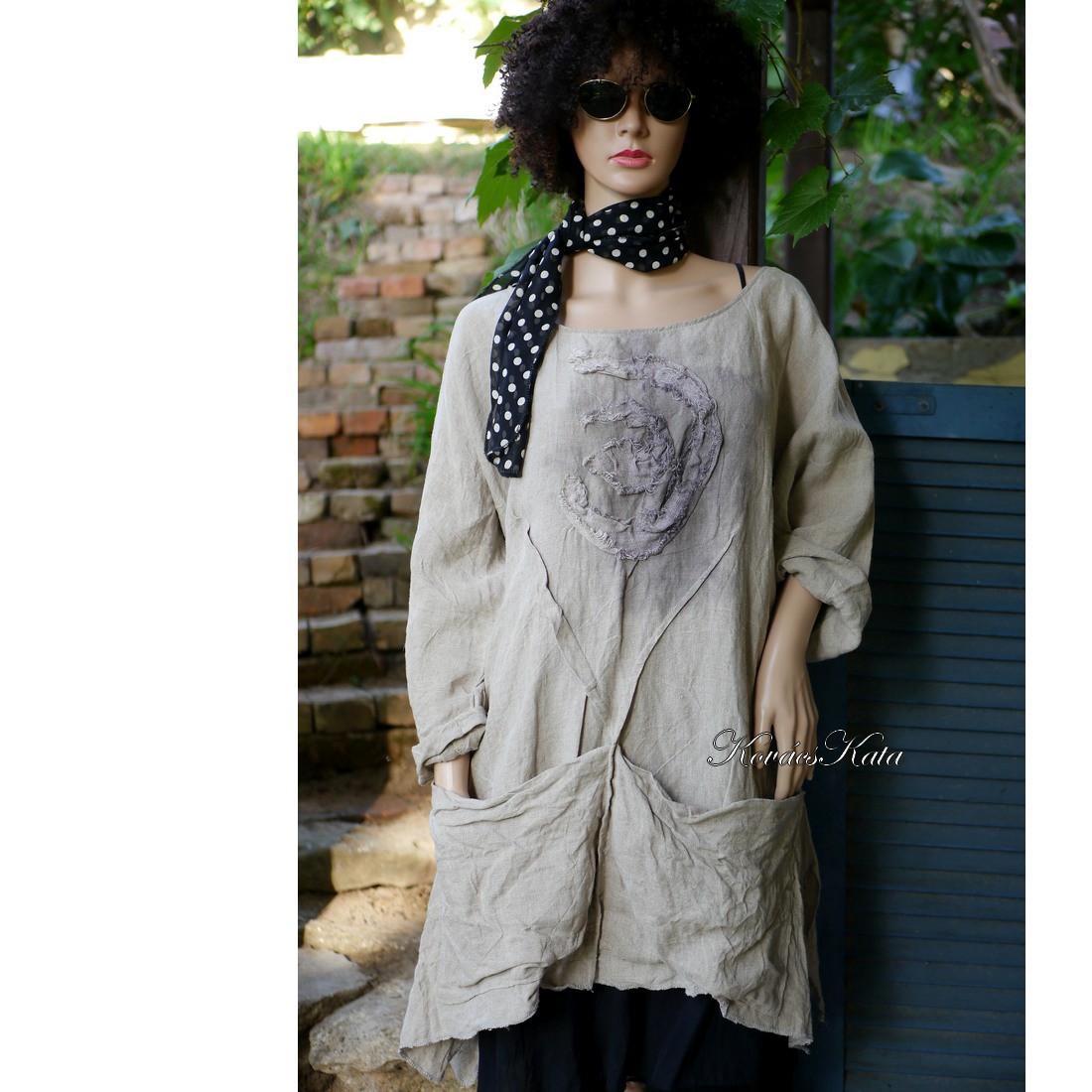 KERTÉSZ-TUNIKA - tunică len artsy, design cu aspect stratificat-ruha - îmbrăcăminte și modă - haine damă - tunică - Artynos.ro