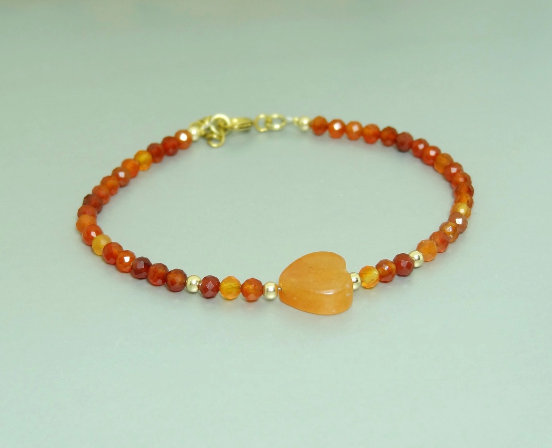 Bratara din carneol si aur filat de 14K/ Gold Filled - bijuterii - brățări - brățară cu mărgele - Artynos.ro Bratara din carneol si aur filat de 14K/ Gold Filled - bijuterii - brățări - brățară cu mărgele - Artynos.ro