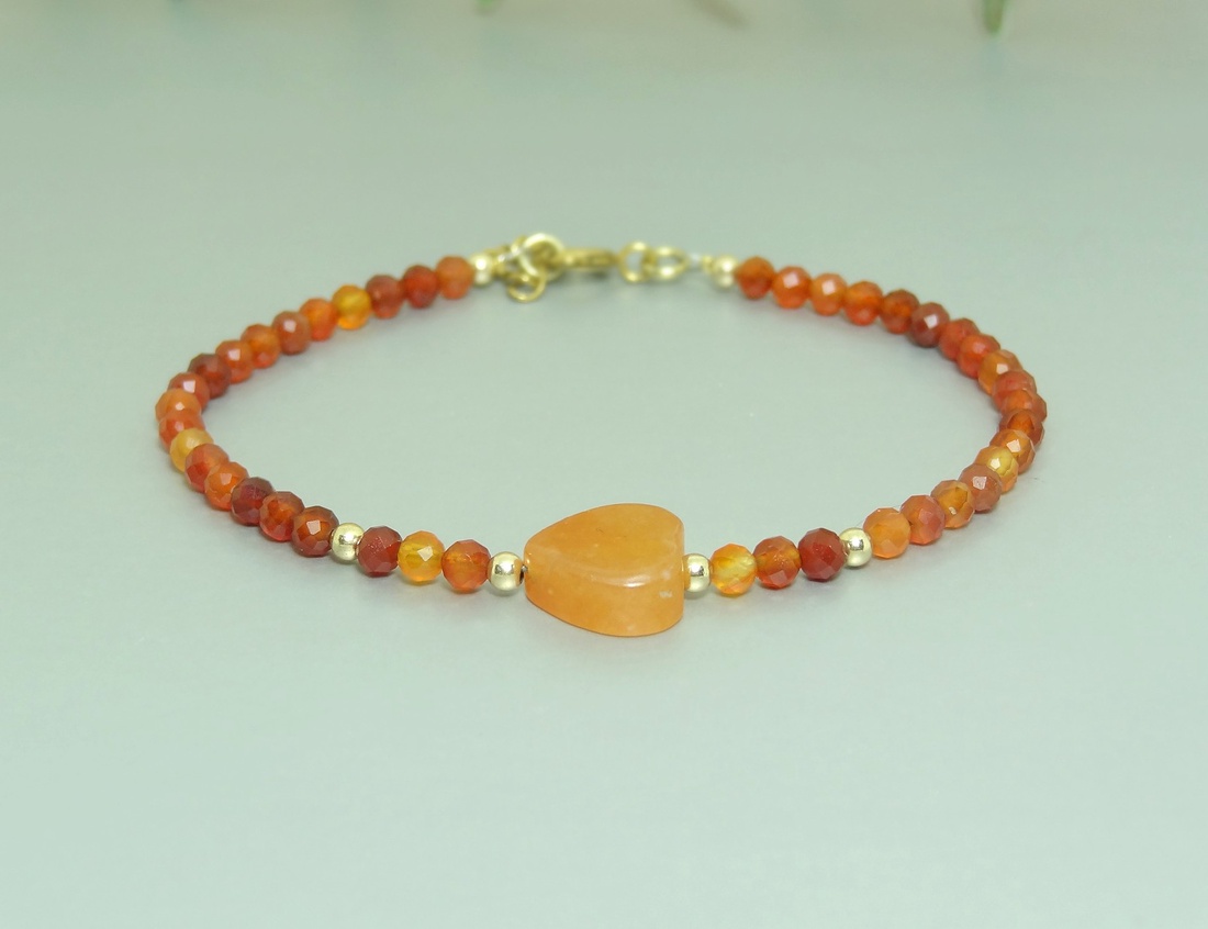 Bratara din carneol si aur filat de 14K/ Gold Filled - bijuterii - brățări - brățară cu mărgele - Artynos.ro Bratara din carneol si aur filat de 14K/ Gold Filled - bijuterii - brățări - brățară cu mărgele - Artynos.ro