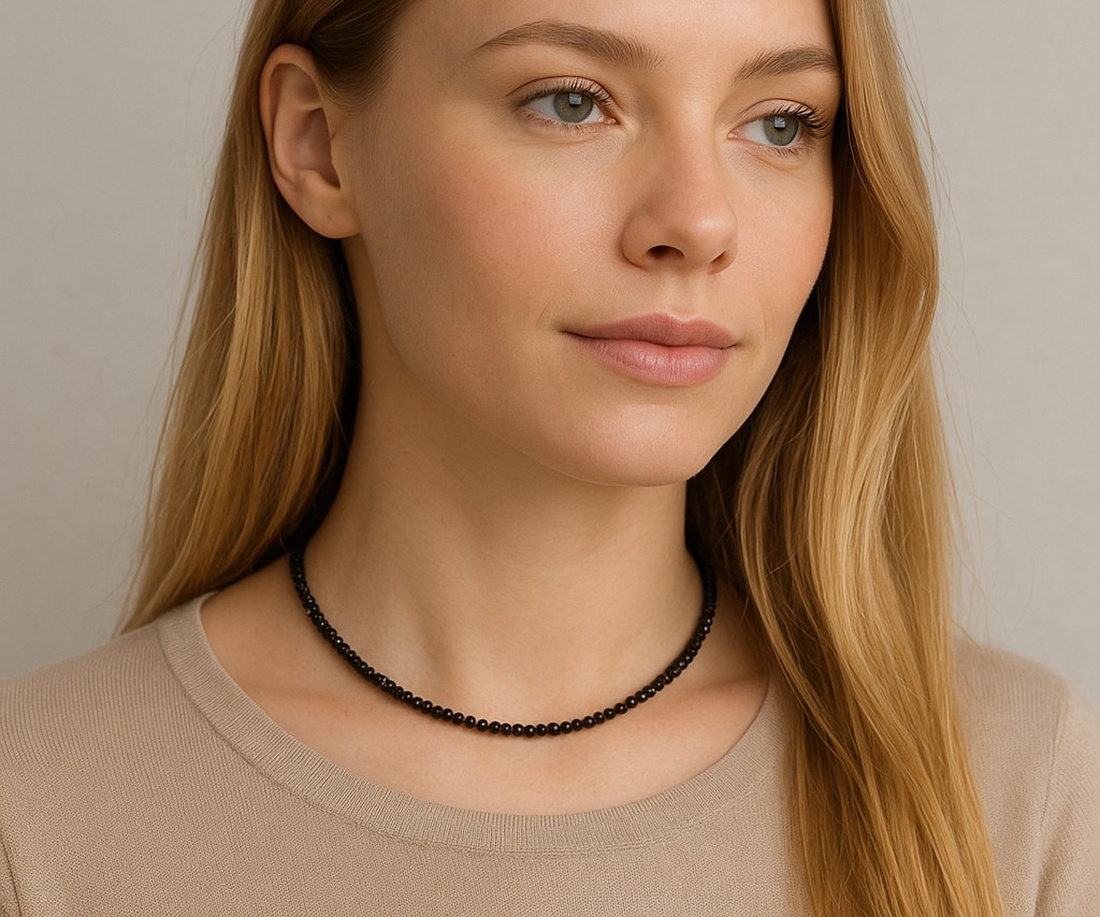 Colier turmalina neagra fatetata - Sparkle - bijuterii - coliere - coliere cu mărgele - Artynos.ro