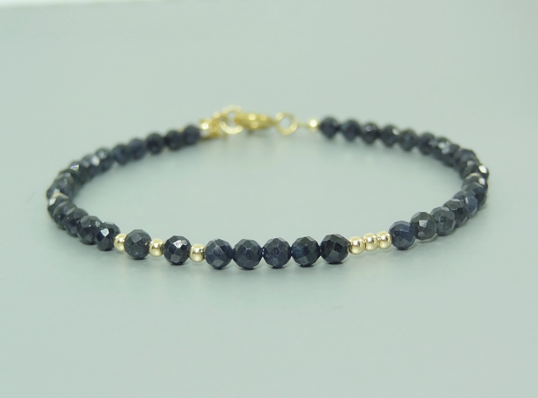 Bratara safir si aur filat de 14k / gold filled. - bijuterii - brățări - brățară cu mărgele - Artynos.ro