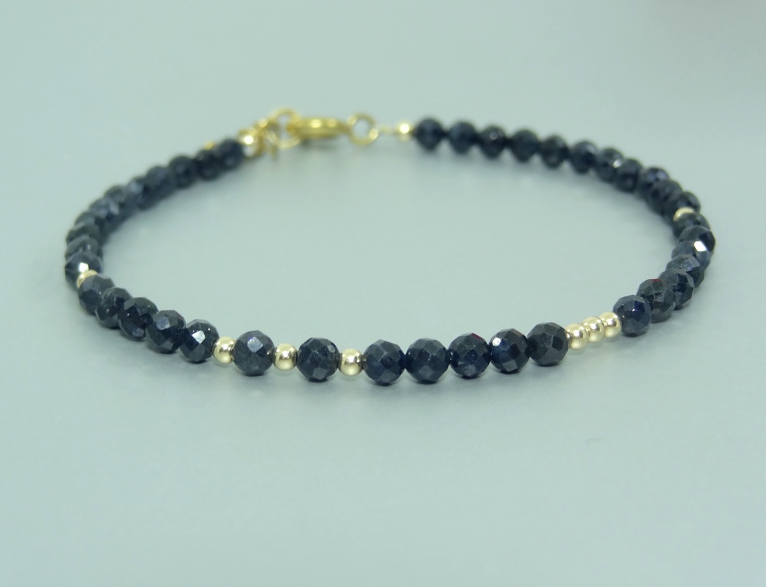 Bratara safir si aur filat de 14k / gold filled. - bijuterii - brățări - brățară cu mărgele - Artynos.ro