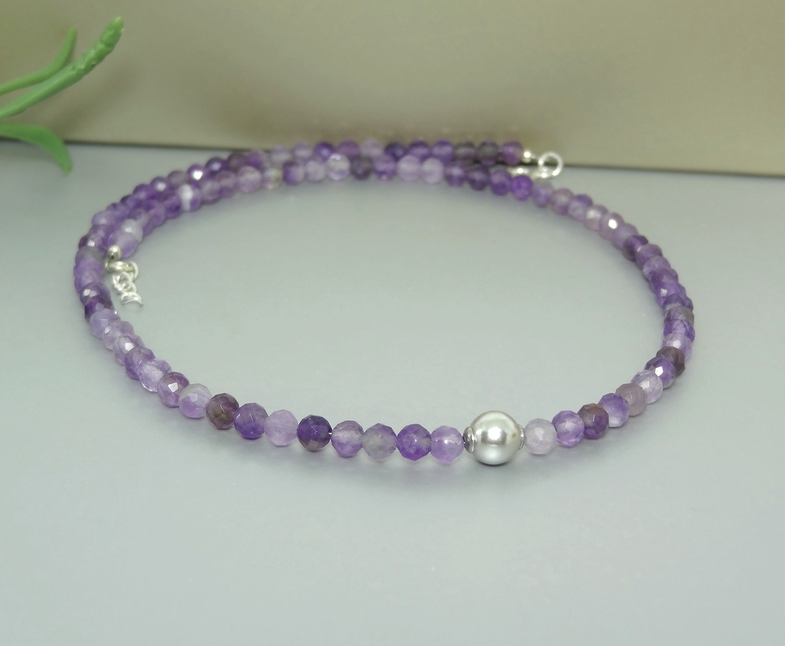 Colier ametist cu perla Swarovski. Transport gratuit - bijuterii - coliere - coliere cu mărgele - Artynos.ro Colier ametist cu perla Swarovski. Transport gratuit - bijuterii - coliere - coliere cu mărgele - Artynos.ro