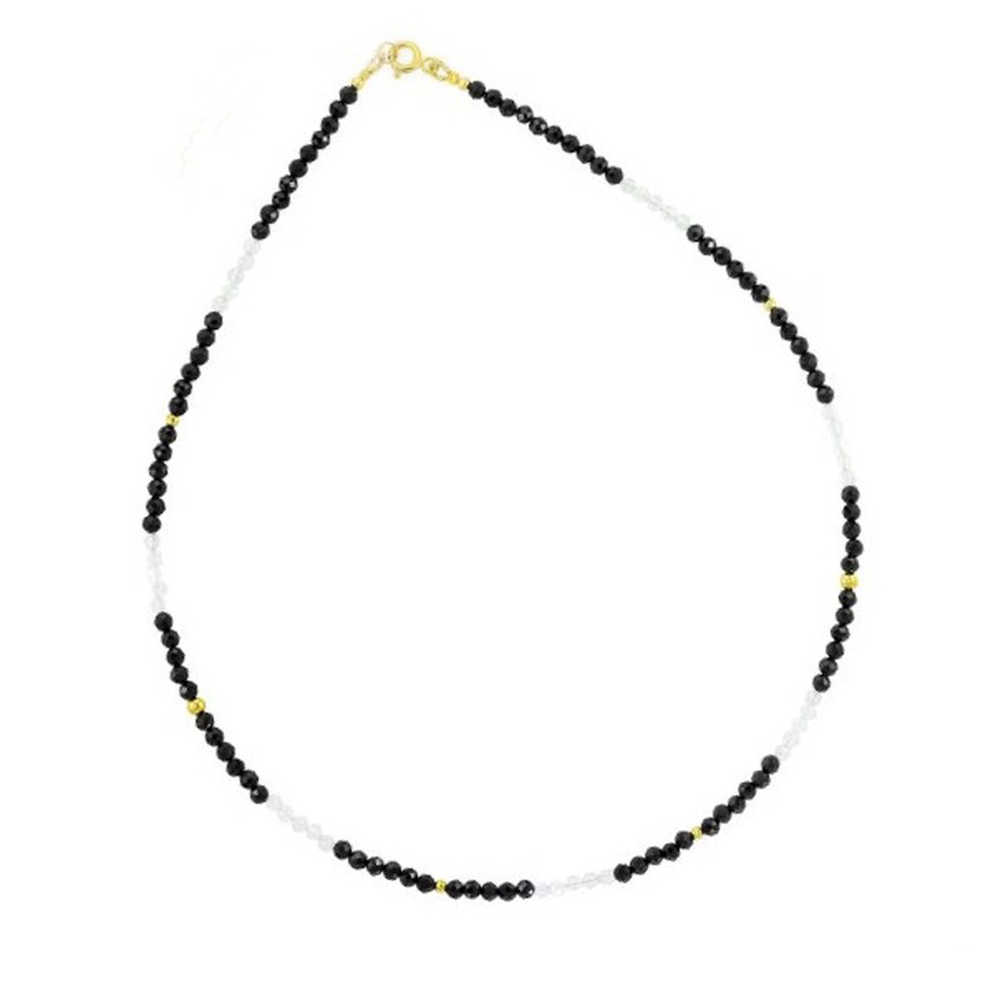 Colier minimalist turmalina neagra - piatra protectie si cubic zirconia - bijuterii - coliere - coliere cu mărgele - Artynos.ro