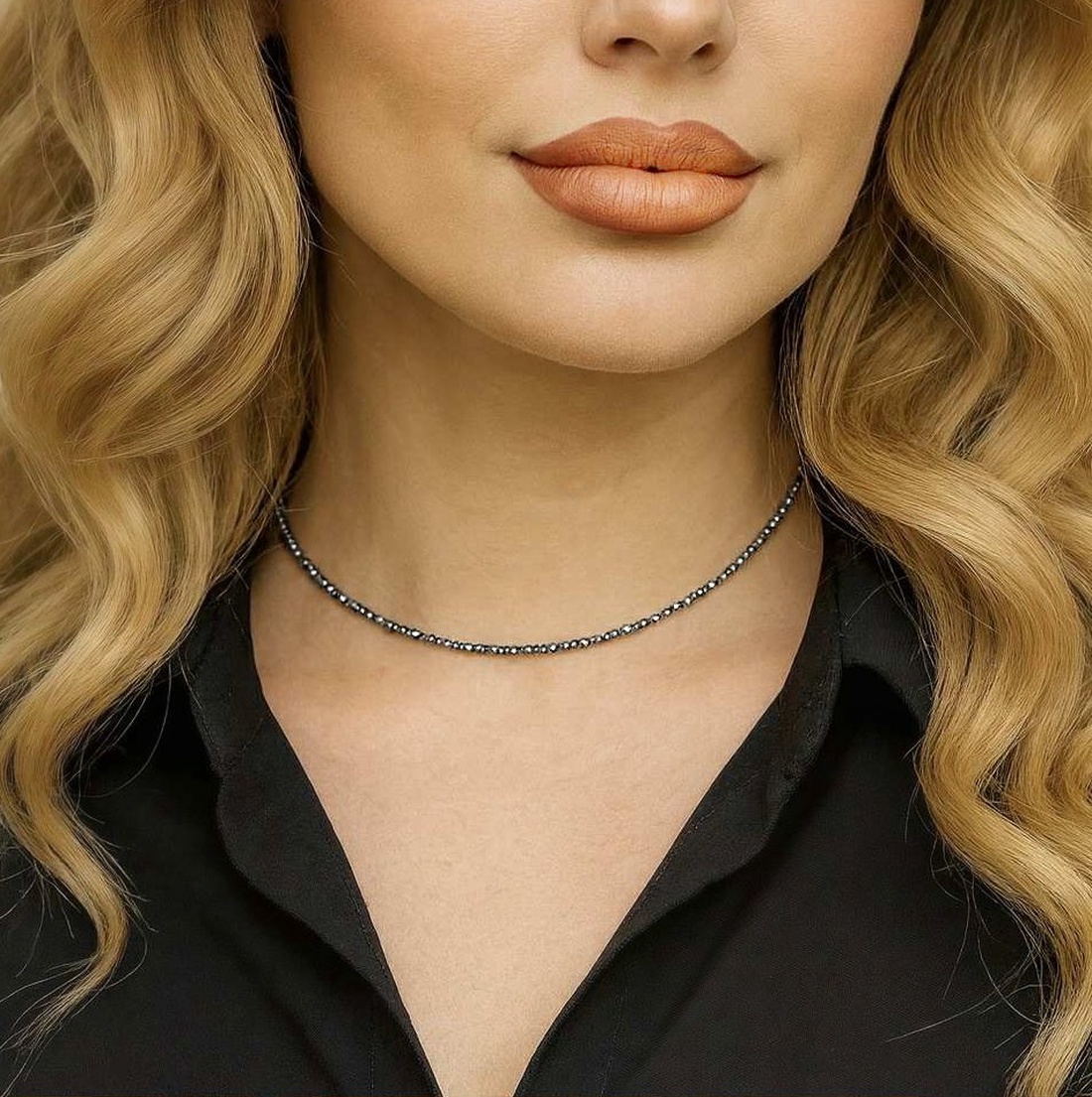 Colier din terahertz fatetat - bijuterii - coliere - coliere din pietre semiprețioase - Artynos.ro