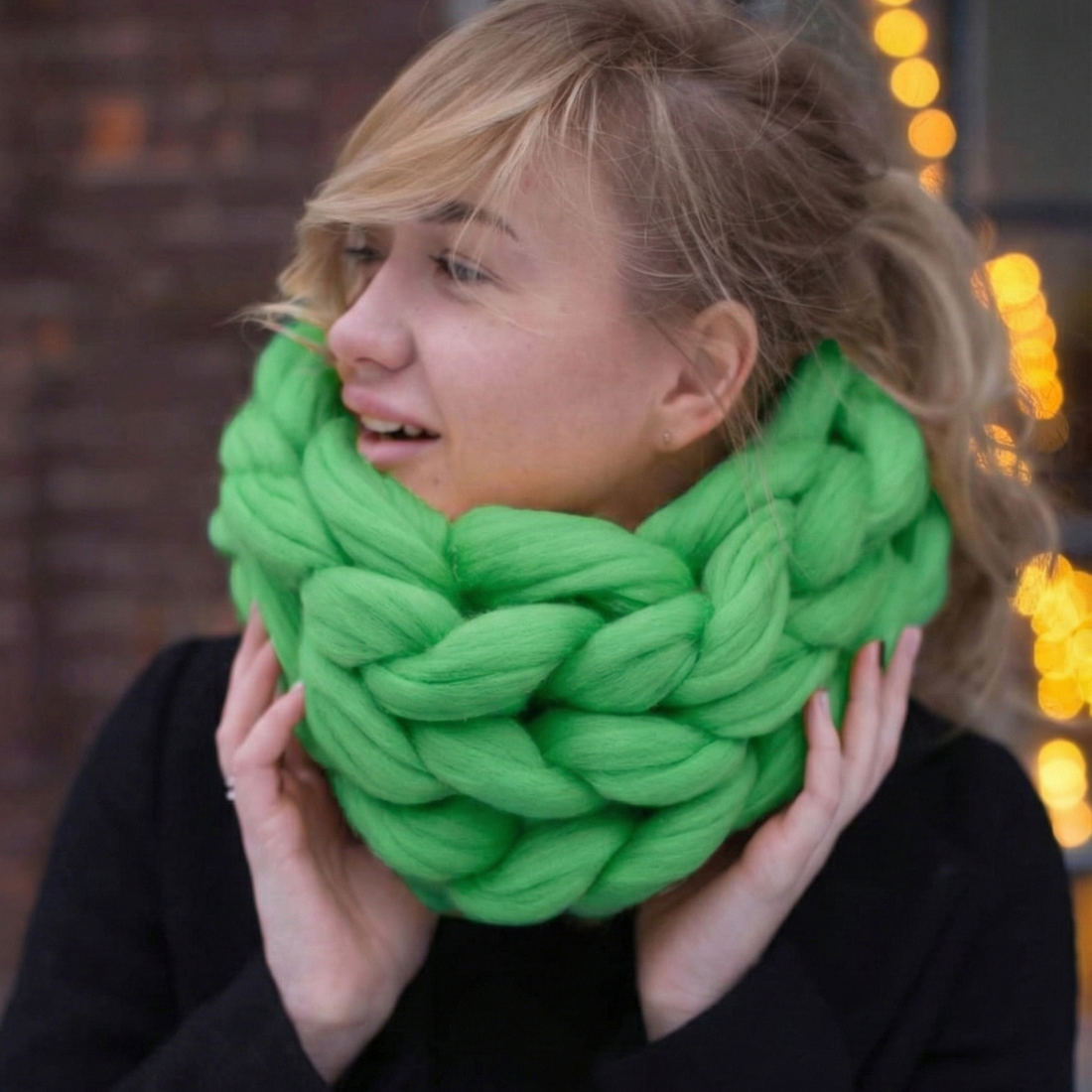 Fular circular, tip guler, tricotat din lână de merinos - îmbrăcăminte și modă - eșarfe, pălării, fularuri - eșarfe - Artynos.ro