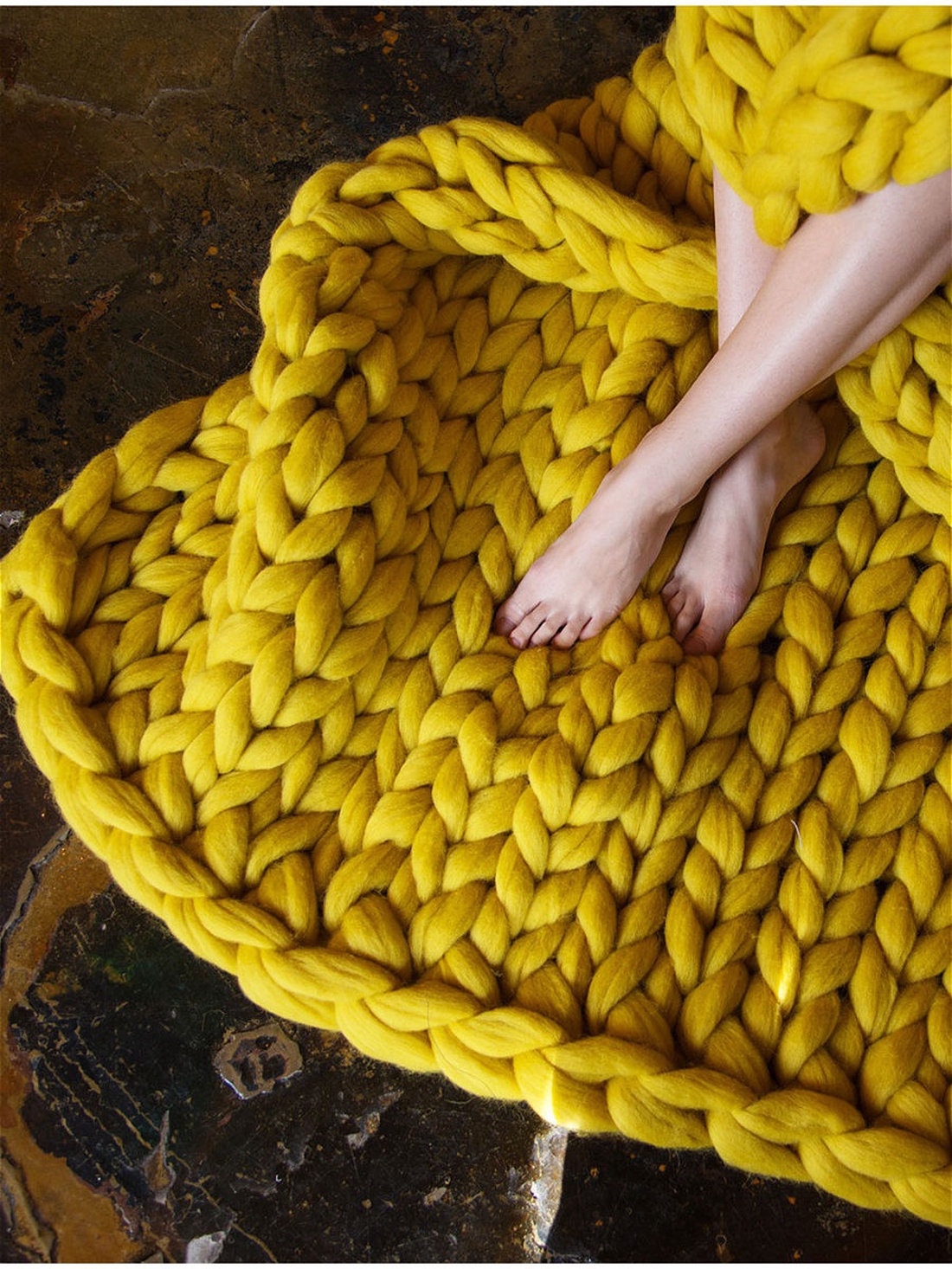 Pătură tricotată manual din fir gigant, lână naturală de merinos, 100x160 cm - casă & stil de viață - textile de casă - pături - Artynos.ro