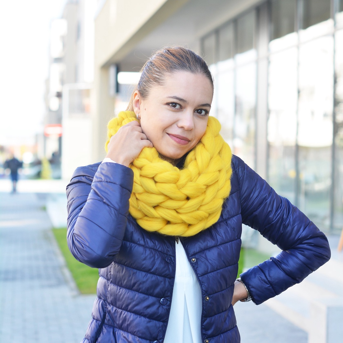 Fular circular, tip guler, tricotat din lână de merinos - îmbrăcăminte și modă - eșarfe, pălării, fularuri - eșarfe - Artynos.ro