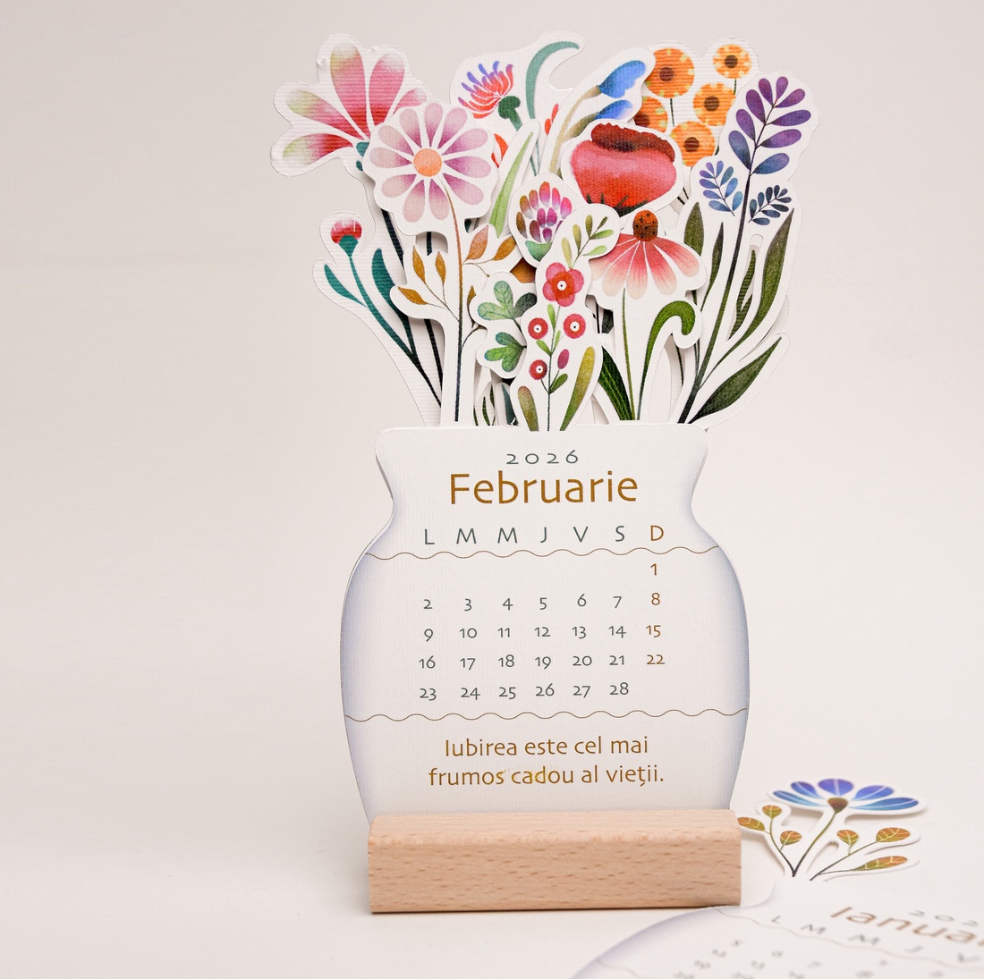 Calendar de birou cu buchet de flori - casă & stil de viață - papetărie de hârtie - calendar și planificator - Artynos.ro