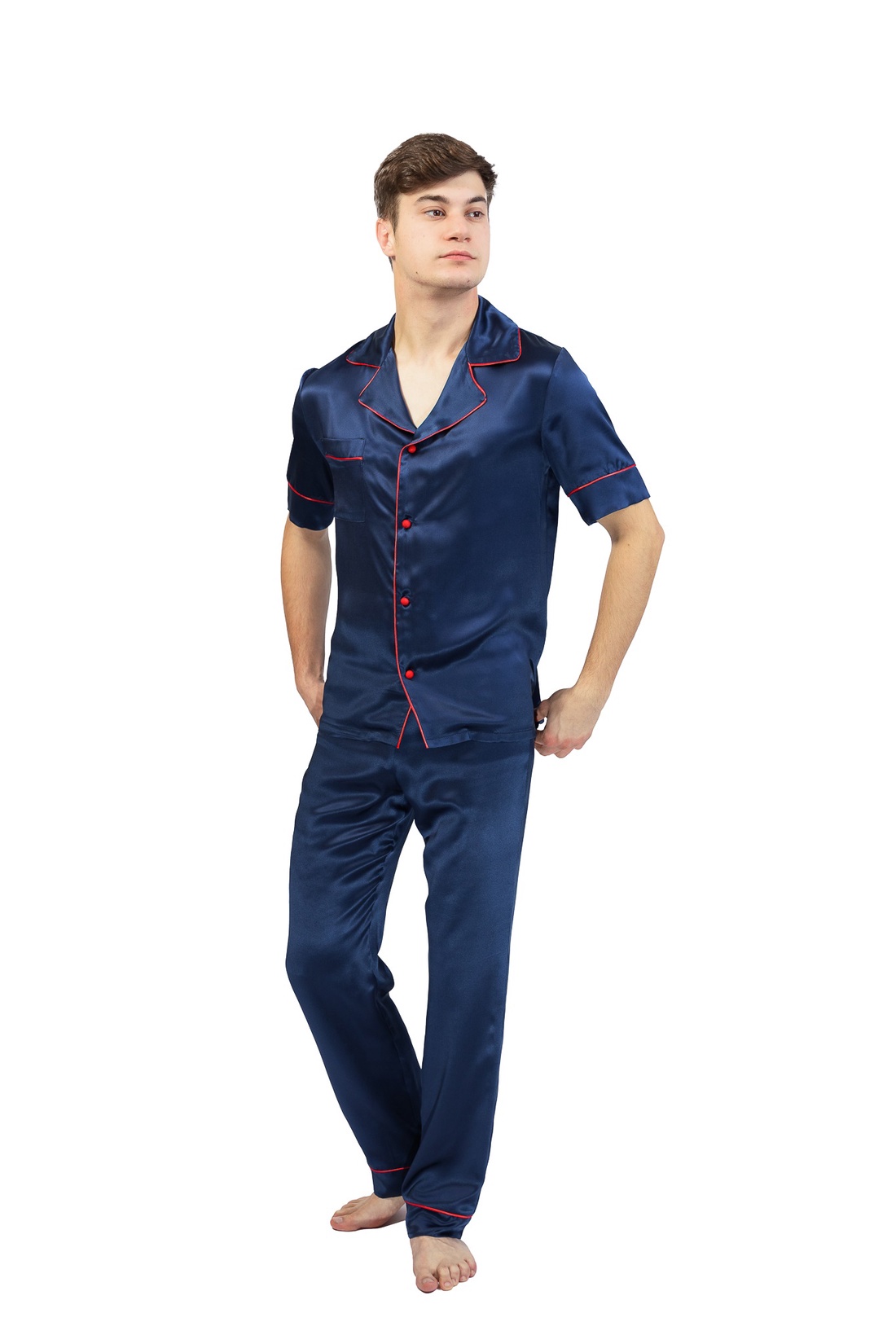 Pijamale lungi bărbați din matase naturala 100 %, de dud 19 momme  - îmbrăcăminte și modă - haine bărbați - cămașă bărbați - Artynos.ro