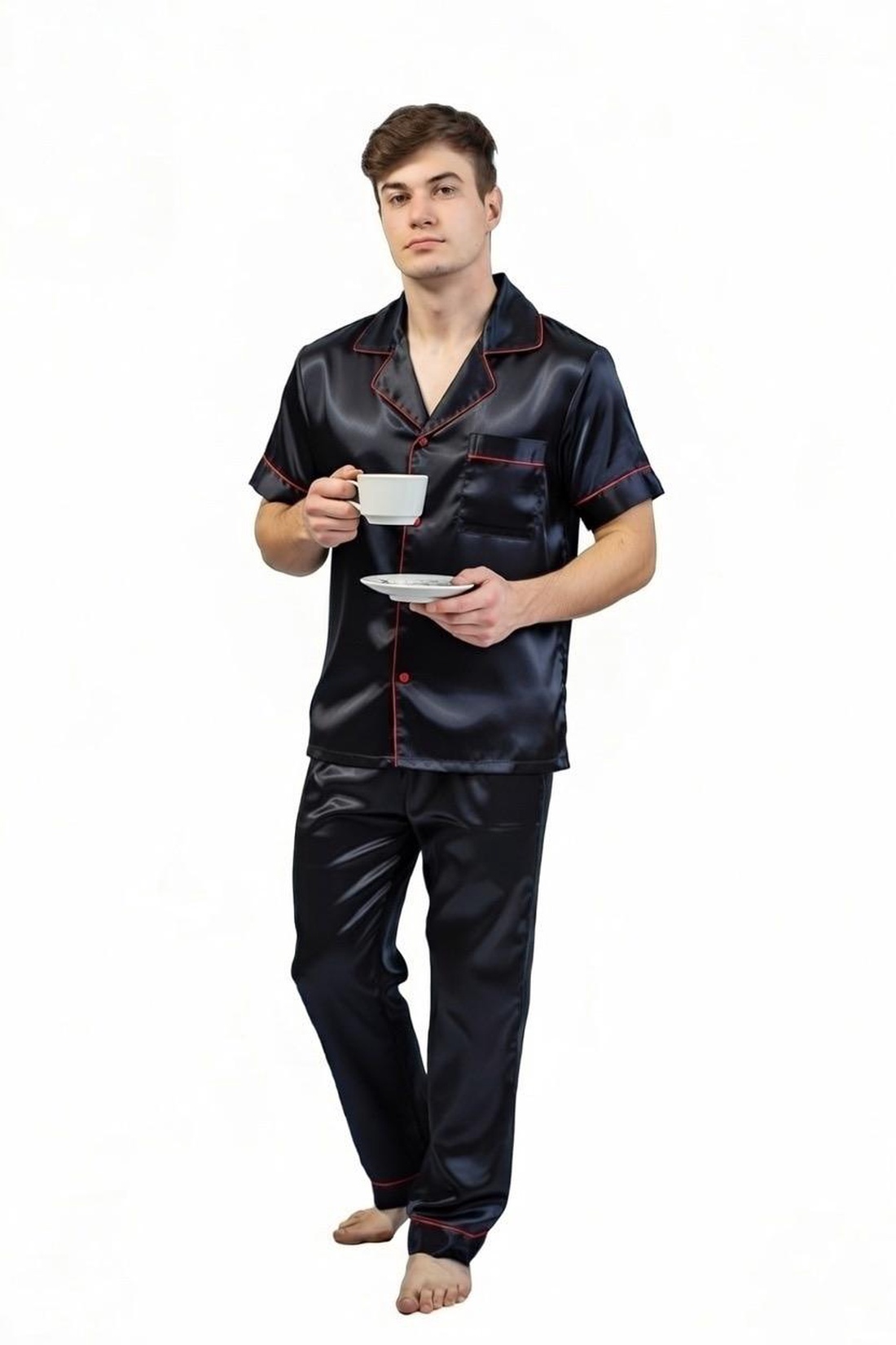 Pijamale lungi bărbați din matase naturala 100 %, de dud 19 momme  - îmbrăcăminte și modă - haine bărbați - cămașă bărbați - Artynos.ro