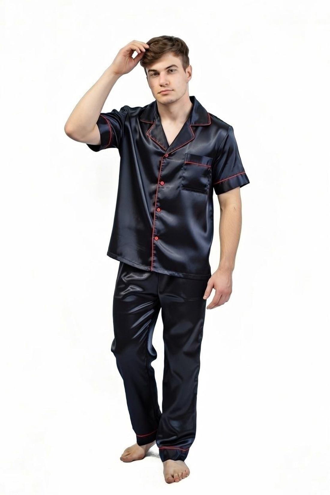 Pijamale lungi bărbați din matase naturala 100 %, de dud 19 momme  - îmbrăcăminte și modă - haine bărbați - cămașă bărbați - Artynos.ro