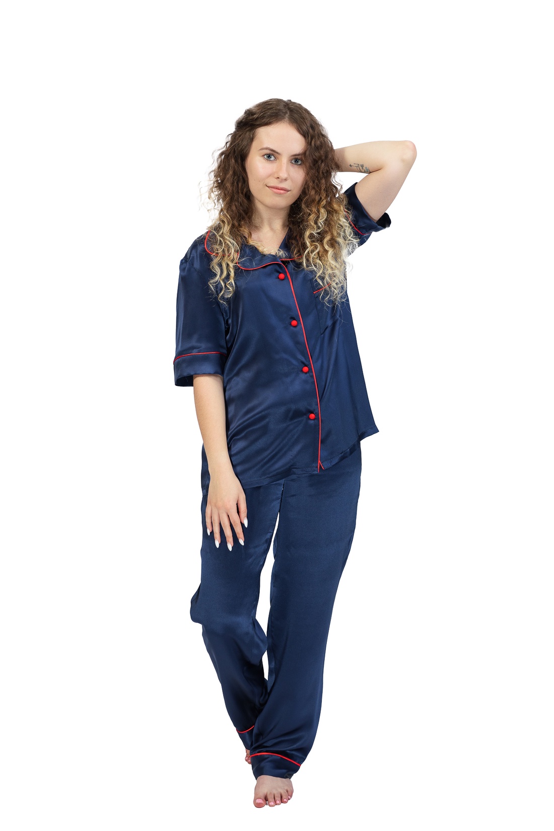 Pijamale lungi femei din matase naturala 100 %, de dud 19 momme 6 A calitate  - îmbrăcăminte și modă - haine damă - pantaloni damă - Artynos.ro