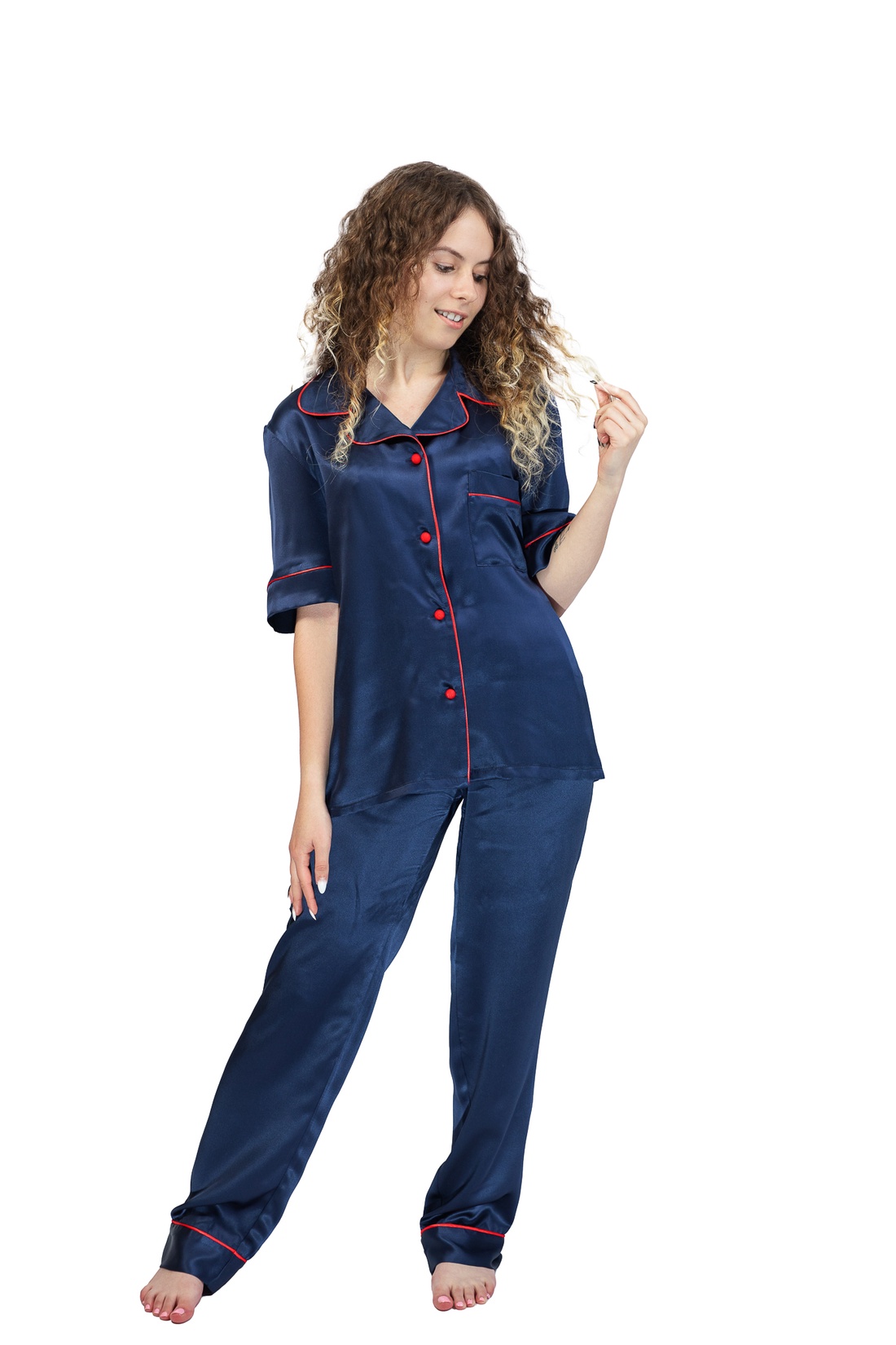 Pijamale lungi femei din matase naturala 100 %, de dud 19 momme 6 A calitate  - îmbrăcăminte și modă - haine damă - pantaloni damă - Artynos.ro