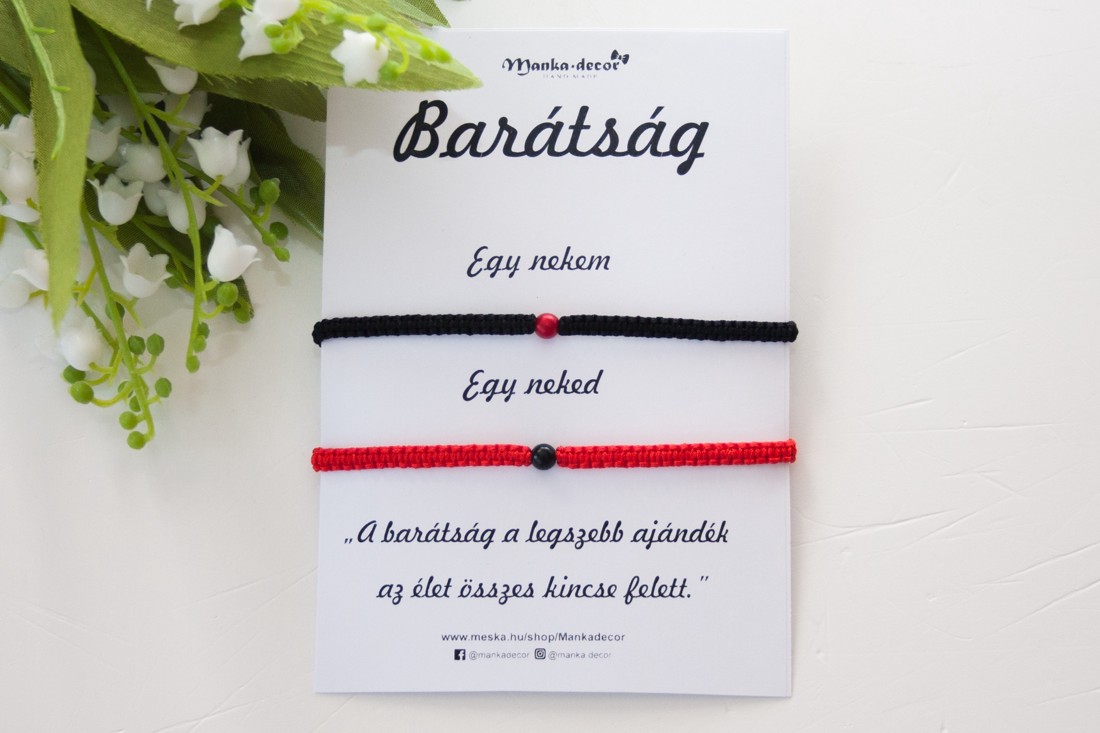 Brățară macramé împletită Brățară prietenie 2 piese - Negru/roșu -  - Artynos.ro