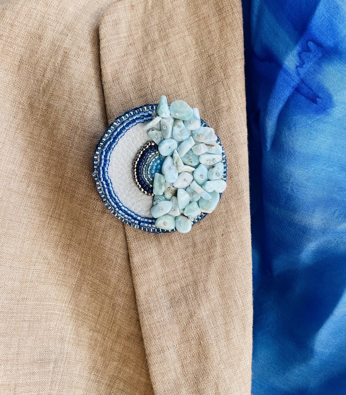 Broă Mediterranean blue' cu larimar - bijuterii - broșă, insigne - insigne - Artynos.ro Broă Mediterranean blue' cu larimar - bijuterii - broșă, insigne - insigne - Artynos.ro