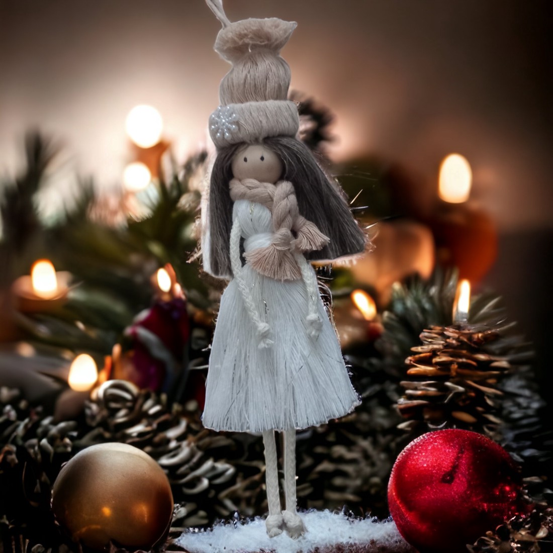 Makramé ornament pom de Crăciun - păpușă în set de iarnă - crăciun - decorațiuni de crăciun de casă - Artynos.ro Makramé ornament pom de Crăciun - păpușă în set de iarnă - crăciun - decorațiuni de crăciun de casă - Artynos.ro