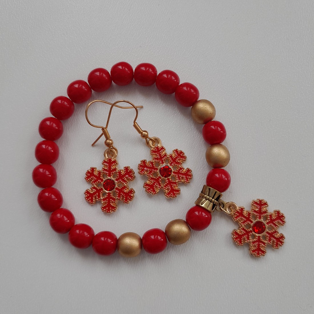 Bijuterii fulg de nea - brățară, cercei -  - Artynos.ro