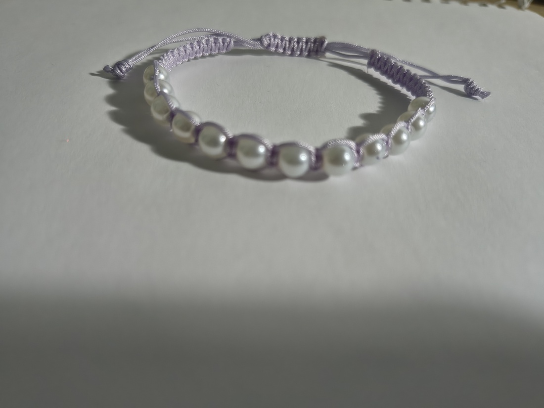 Brățară Handmade Macrame cu Perle Albe  - bijuterii - brățări - brățări din perle - Artynos.ro