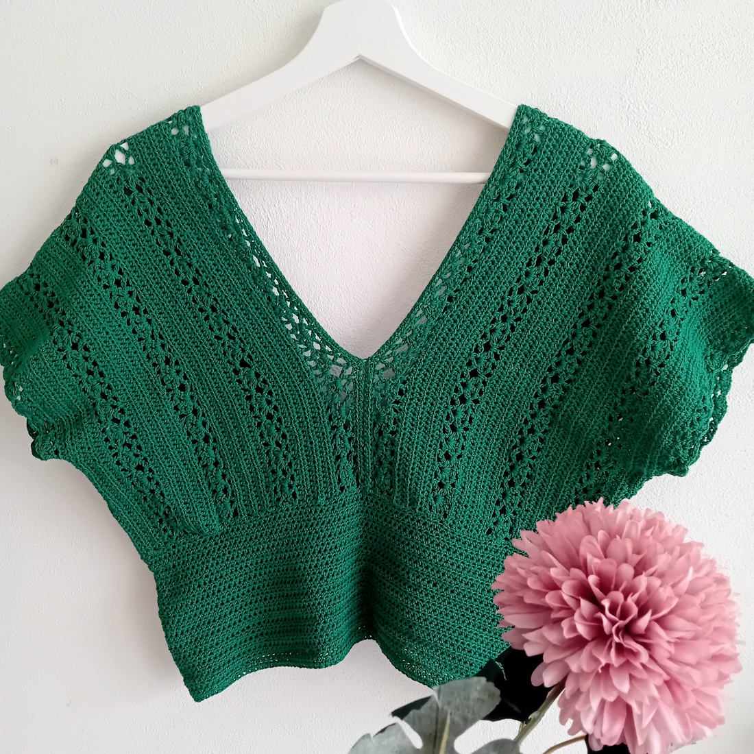 Green Lace Top - îmbrăcăminte și modă - haine damă - tricou și top de damă - Artynos.ro