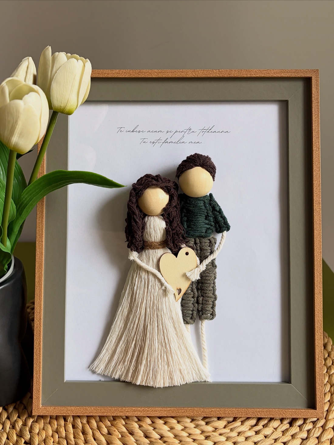 Rama cadou 2 figurine - casă & stil de viață - decorațiuni de casă - decorațiuni de pereți - decor de pereți, macrame - Artynos.ro