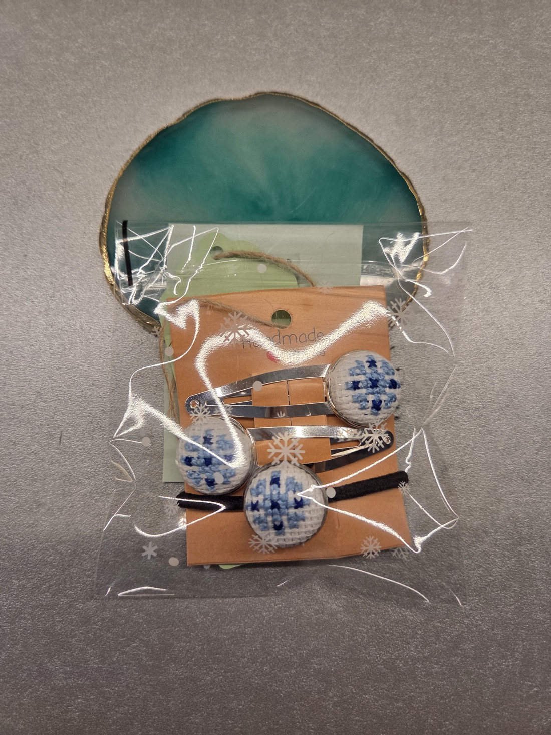 Clip de păr Snowflake + set elastic de păr - îmbrăcăminte și modă - accesorii păr - accesorii de păr - Artynos.ro