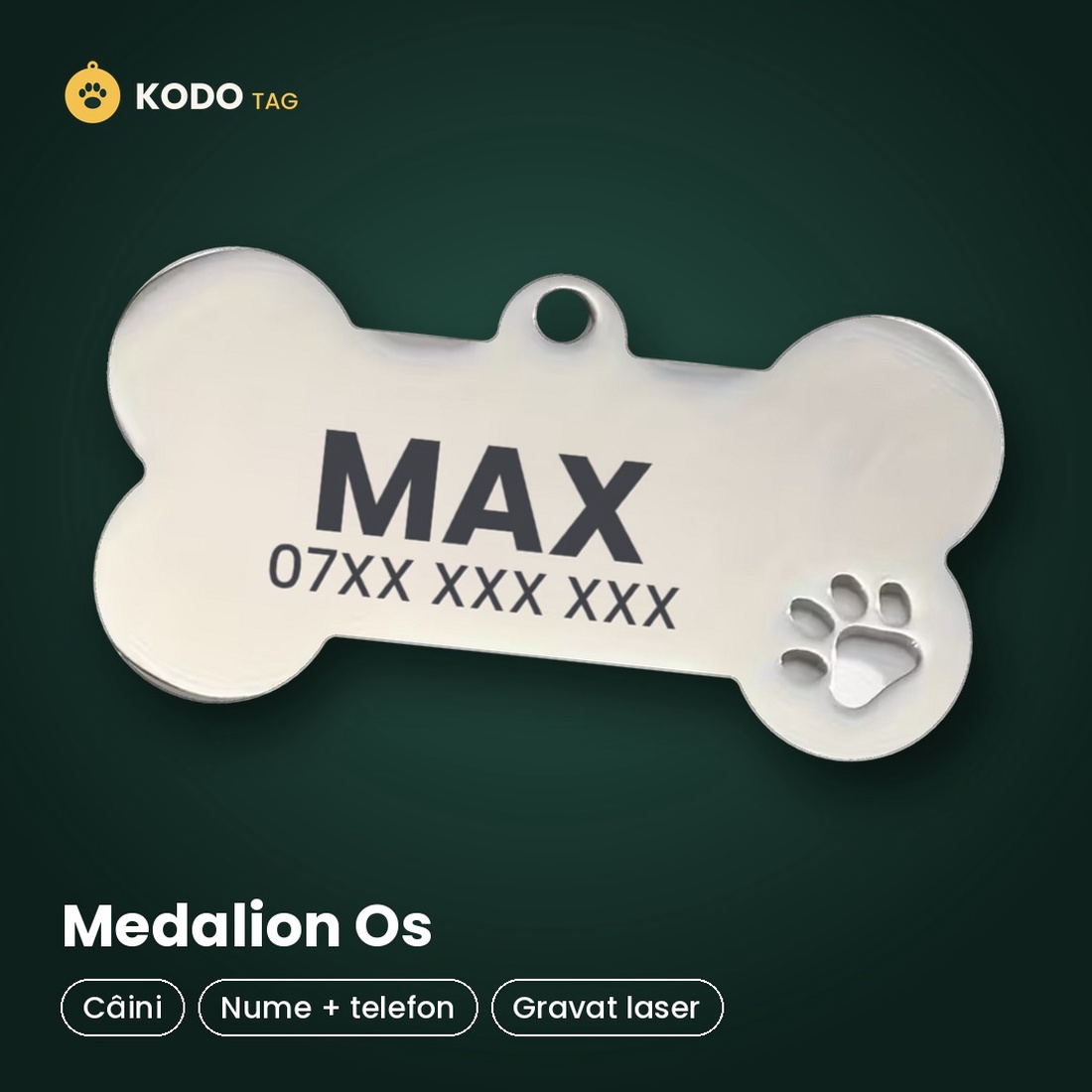 Medalion personalizat pentru caini - casă & stil de viață - accesorii pentru animale  - echipamente pentru câini - pandativ câini - Artynos.ro