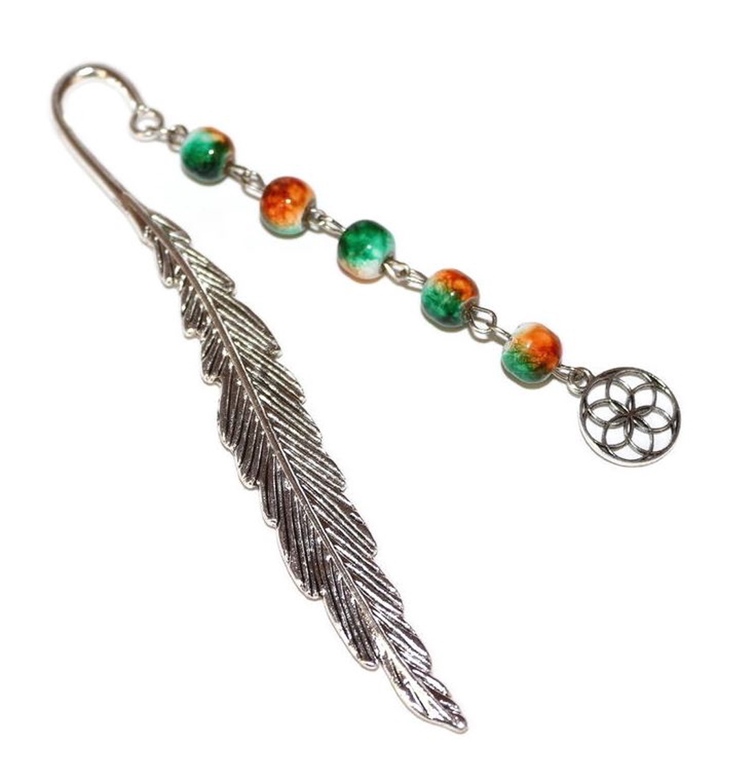 Semn de carte Pana Scriitorului cu margelute Peacock Tail si charm Floarea Vietii - cărți și creații cu tematică muzicală, cadouri - semn de carte - Artynos.ro Semn de carte Pana Scriitorului cu margelute Peacock Tail si charm Floarea Vietii - cărți și creații cu tematică muzicală, cadouri - semn de carte - Artynos.ro