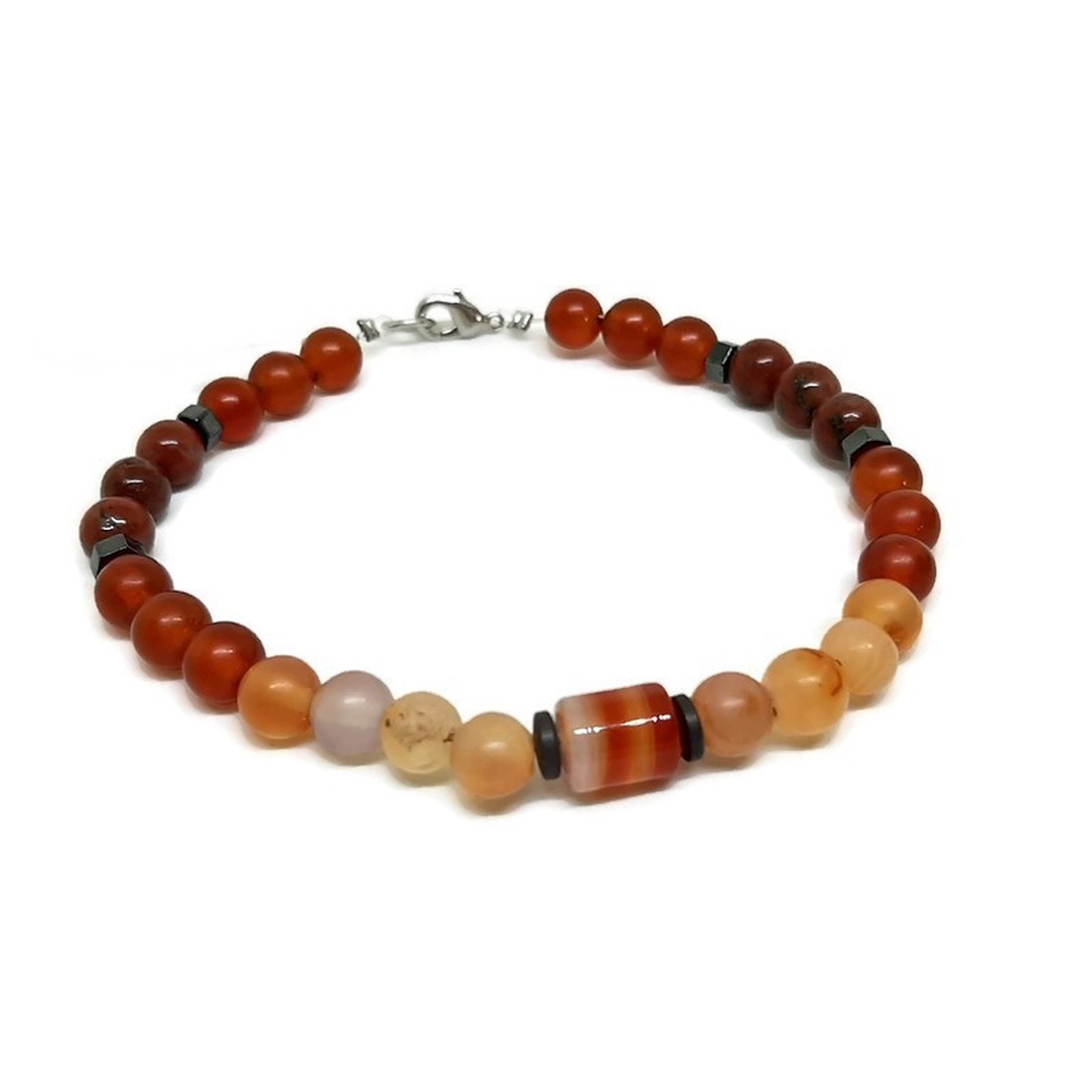 Bratara agate carneol, jasp si hematit 600.066 - bijuterii - brățări - brățară cu mărgele - Artynos.ro Bratara agate carneol, jasp si hematit 600.066 - bijuterii - brățări - brățară cu mărgele - Artynos.ro