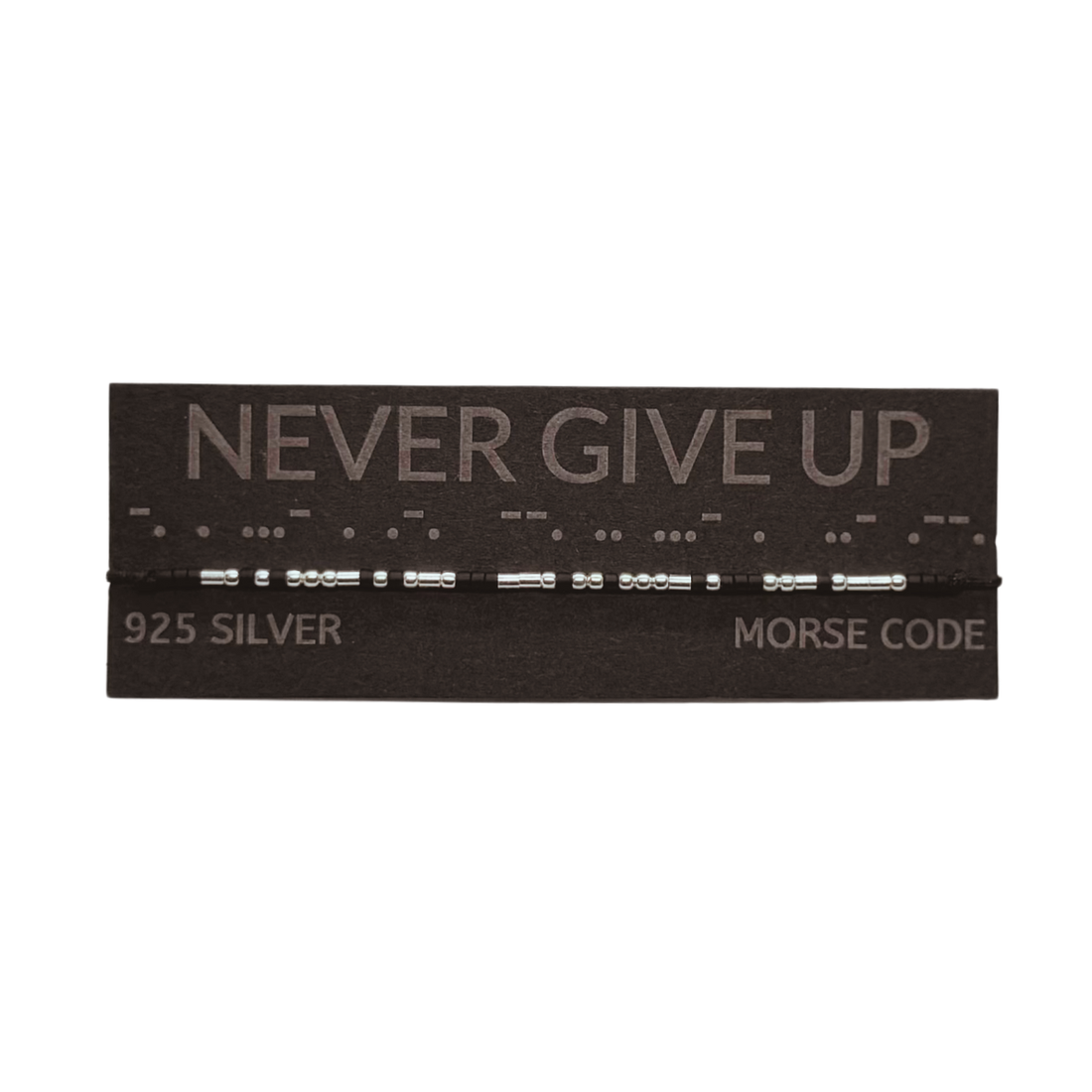 Brățară NEVER GIVE UP  morse, argint - bijuterii - brățări - brățări cu nume - Artynos.ro