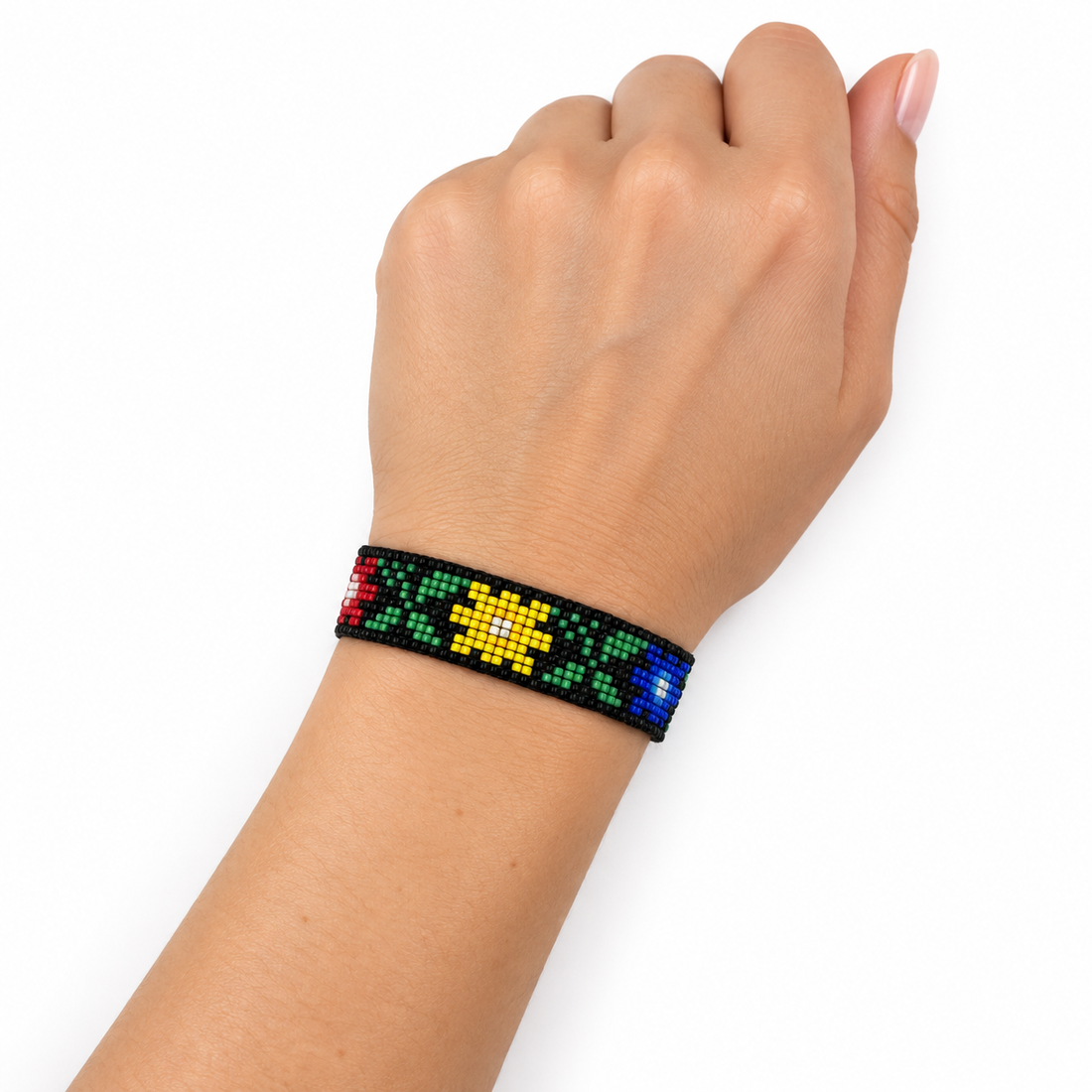 Brățară handmade cu mărgele TOHO, model floral multicolor, reglabilă - bijuterii - brățări - brățări din mărgele - Artynos.ro
