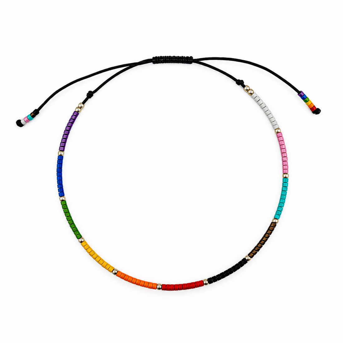 Brățară de gleznă LGBTQIA+ handmade cu mărgele TOHO și argint 925, reglabilă - bijuterii - bijuterii și brățări de picioare - Artynos.ro
