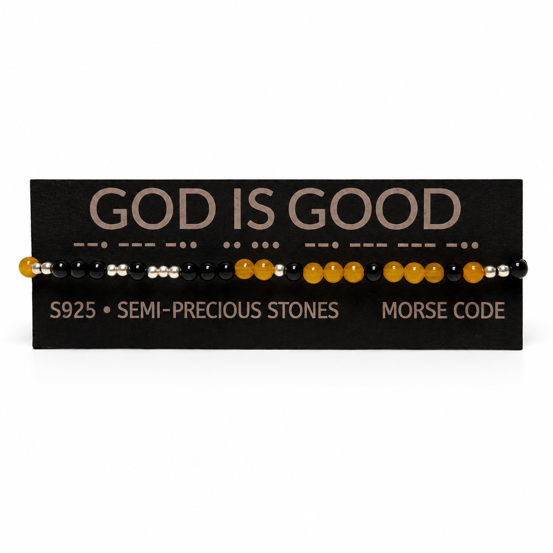 Brățară GOD IS GOOD cu pietre semiprețioase și argint S925, cod Morse - bijuterii - brățări - brățări din pietre semiprețioase - Artynos.ro